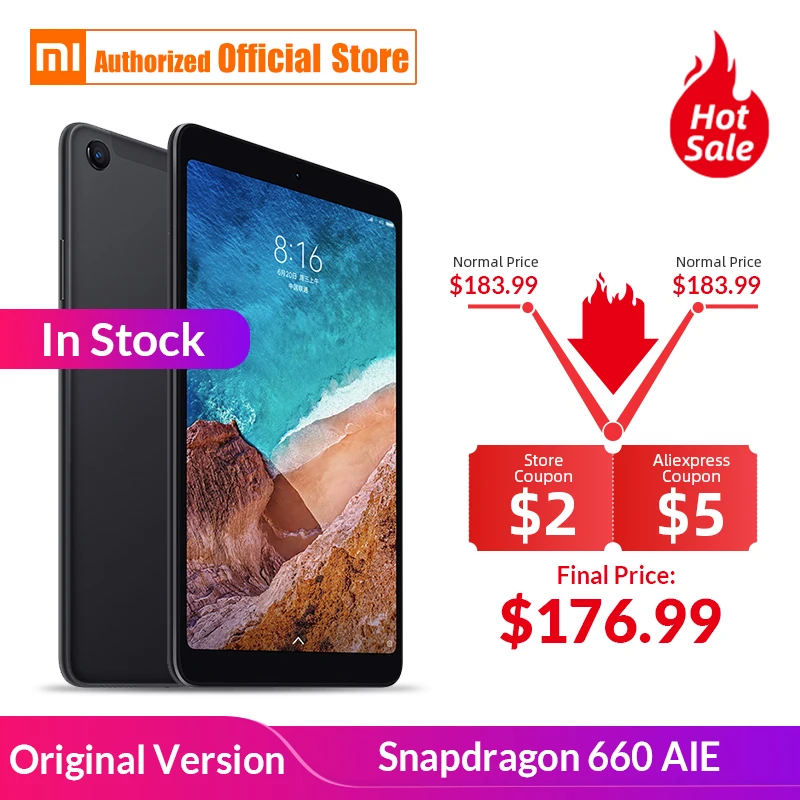 Многоязычная Xiaomi mi Pad 4 pad Планшеты 8 &quotSnapdragon 660 AIE Core LTE wifi AI Face планшетный ПК Android