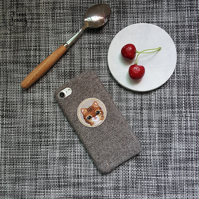 Чехол От Jenny для iphone X 7 7plus 8 8plus 6 /6S Plus милая нашивка с котом и кроликом iPhone |