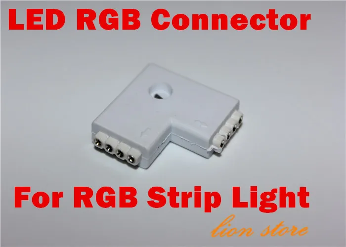 5 шт./лот 10 мм 4pin L тип RGB led разъем беспроводной для 5050 полосы света не нужно паять