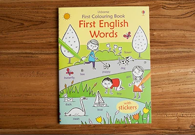 english words Дети учиться рисовать книги с наклейками с персонажами из мультфильмов для детей раскраски Животные динозавр грузовик-экскаваторы для детского сада - Цвет: english words