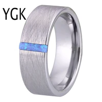 classic wedding rings for men women fashion engagement ring brushed with opal stone anniversary party ring bridal jewelry