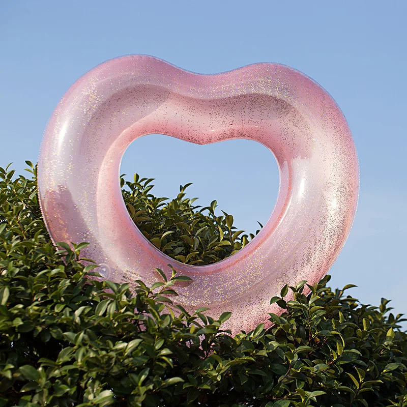 2019 INS горячее надувное кольцо для плавания в форме сердца с блестками внутри
