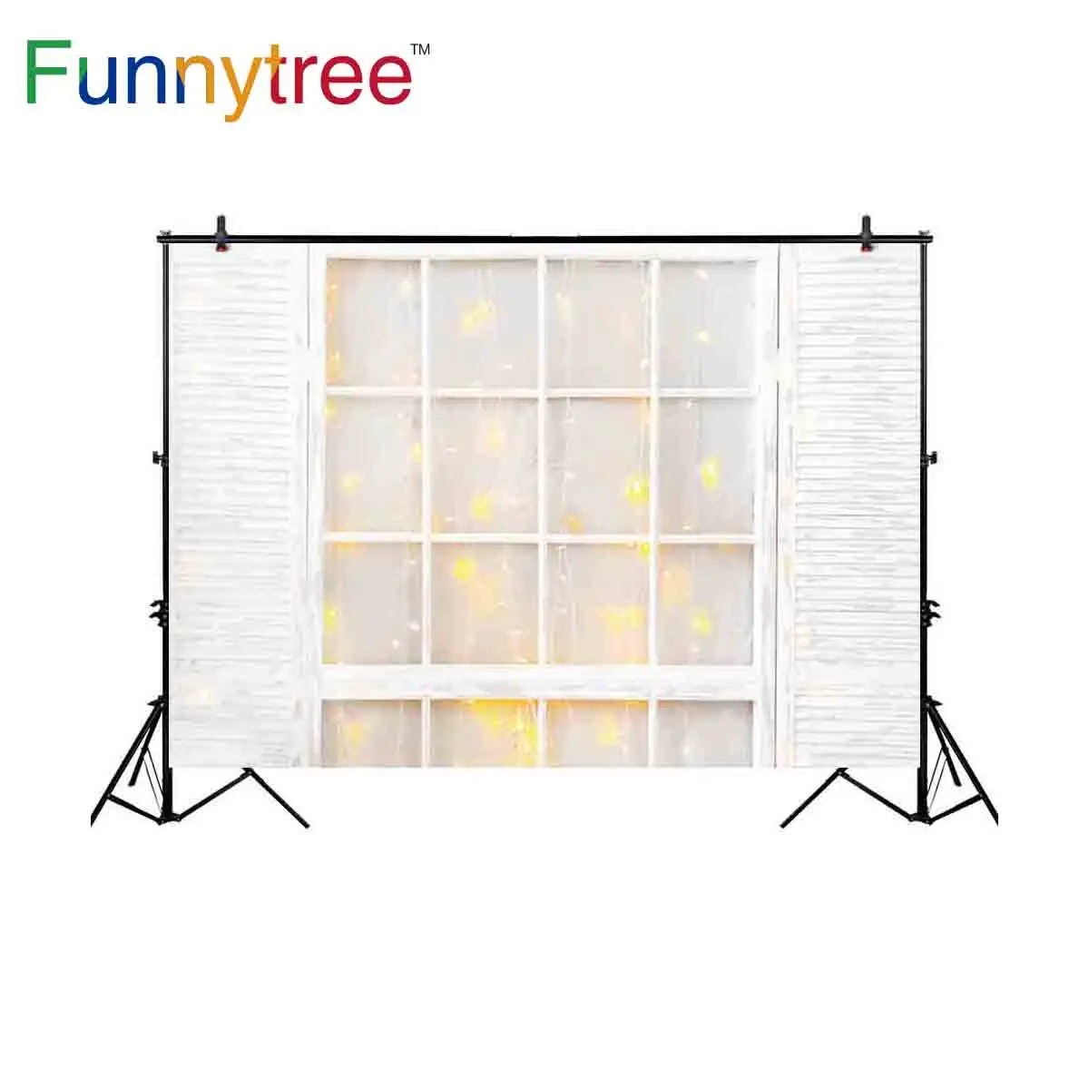 Funnytree backdrop for photographic studio white wood window glitter photo shoot background photobooth photocall printed | Электроника