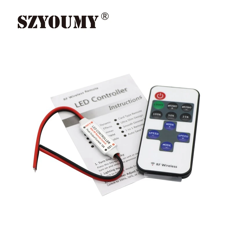 

SZYOUMY mini Led dimmer RF remote control 5V 12V 24V 11Key Single color For Led Strip Light 5050,3528,5630,5730,2835,3014,7020