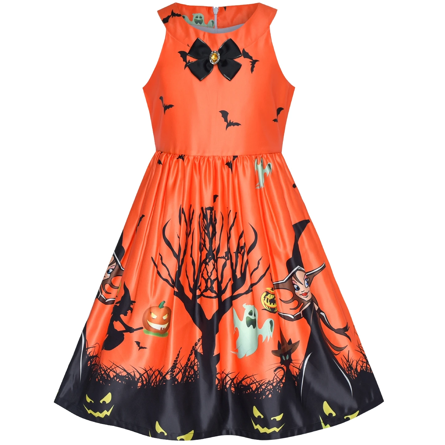 

Girls Dress Halloween Witch Bat Pumpkin Costume Purple Dress 2020 Summer Princess Wedding Party Dresses Kids Clothes Pageant