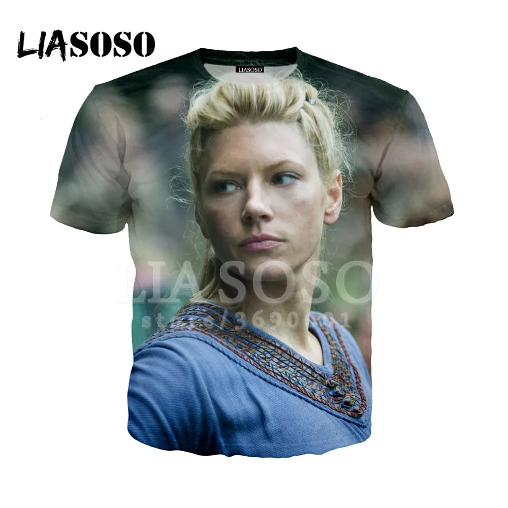 Женская и мужская футболка LIASOSO с 3D принтом Рагнар из викингов Lothbrok Lagertha летняя в