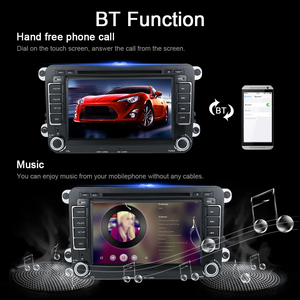 2 Din 7 дюймов HD сенсорный автомобильный dvd плеер с экраном GPS Навигация BT AM/FM радио