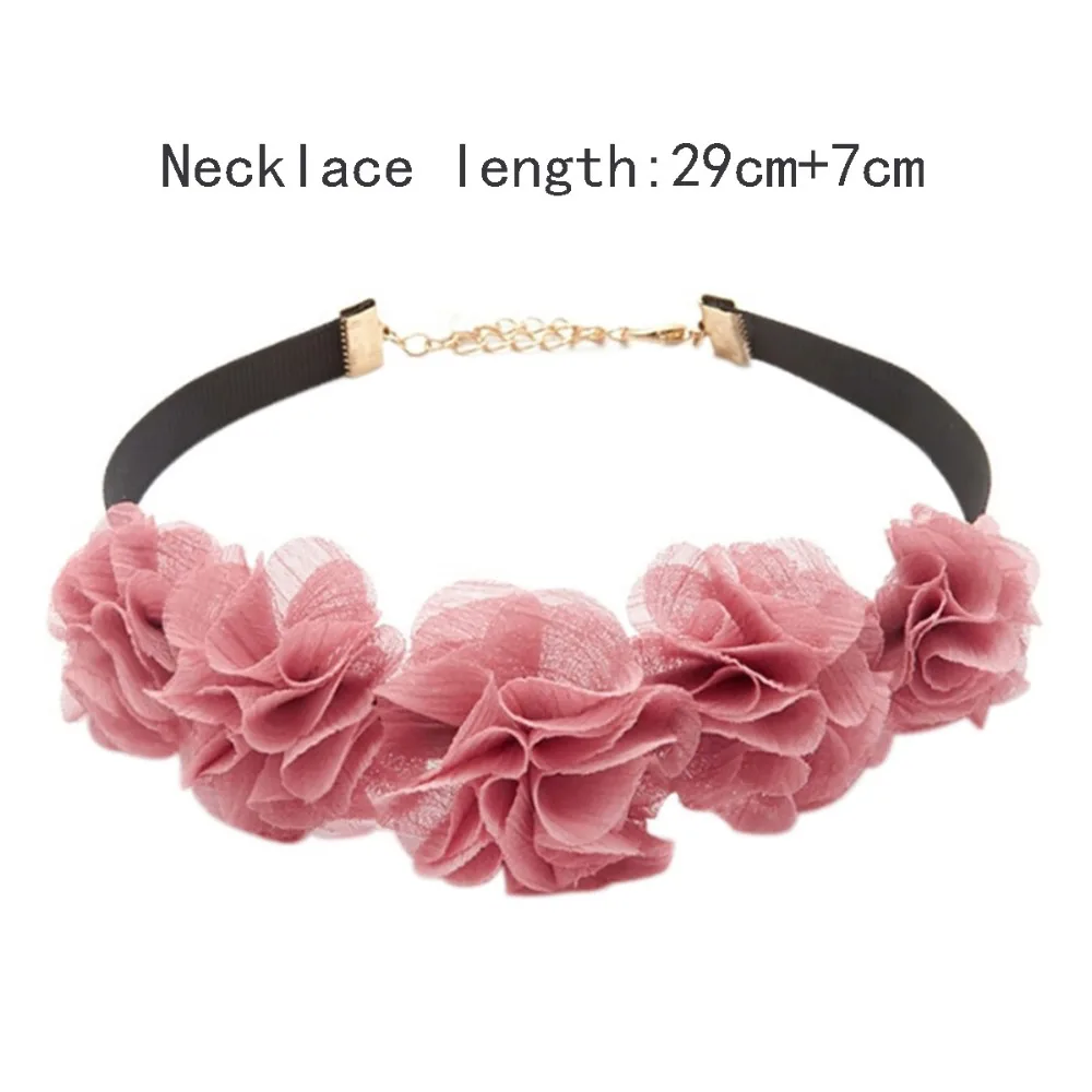 Новое поступление модное романтическое мягкое розовое тканевое колье с цветком
