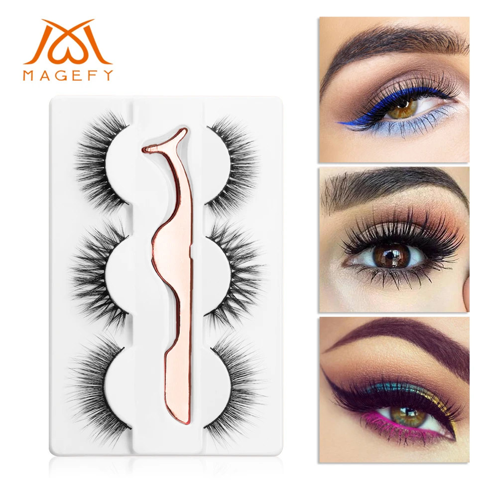 Накладные ресницы 3 пары накладные из норкового меха 1 шт. розовый и золотой цвет