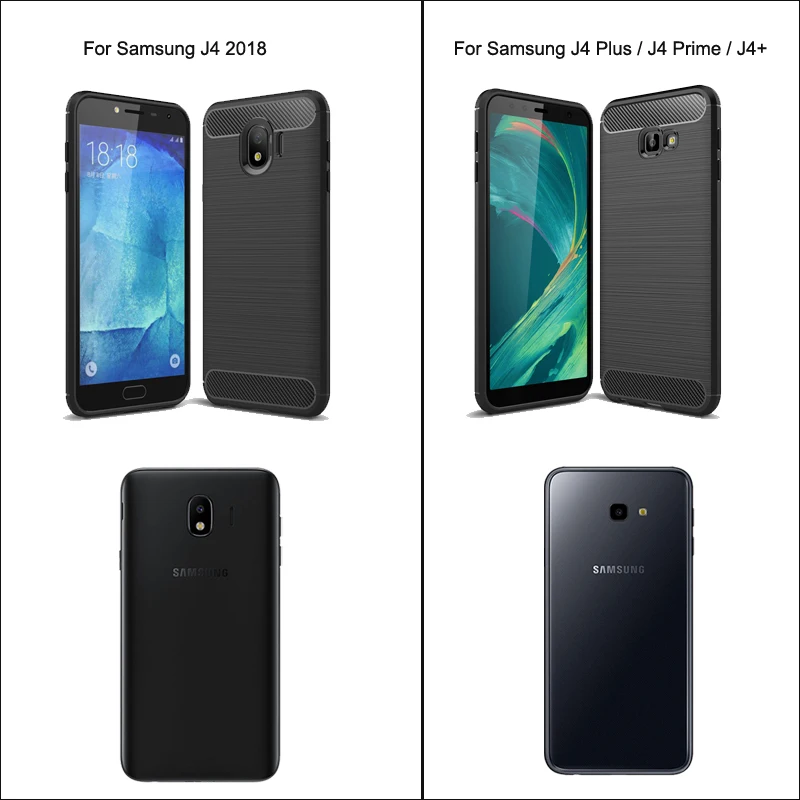 SRHE для Samsung Galaxy J4 2018 чехол J400 Мягкий ТПУ бампер из углеродного волокна Plus Prime Core +