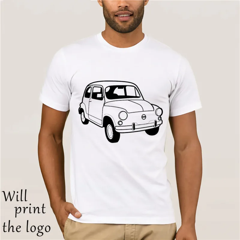 Лучшие продажи мужская футболка Fiat 600 трафарет дизайн для мужчин винтажная ретро