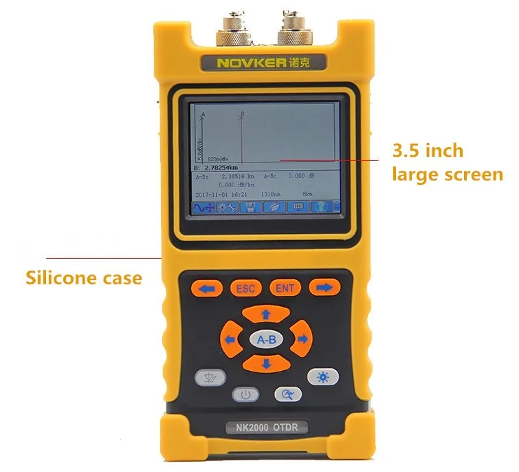 

Hand-held optical time domain reflectometer NK2000 fiber optic OTDR 28/26dB Dynamic range with USB FTTx Palm OTDR SPT-3302