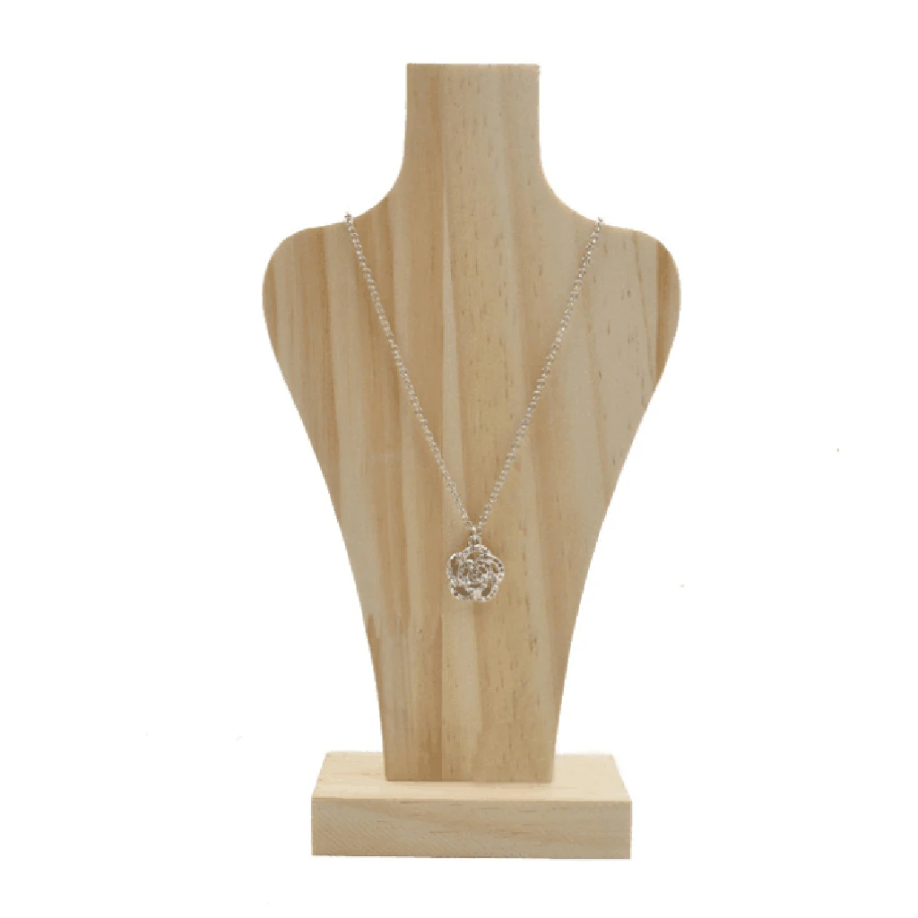 

3 Pieces Unfinish Natural Wooden Mannequin Bust Jewelry Necklace Chain Display Showcase Rack S/M/L Size Shop Counter