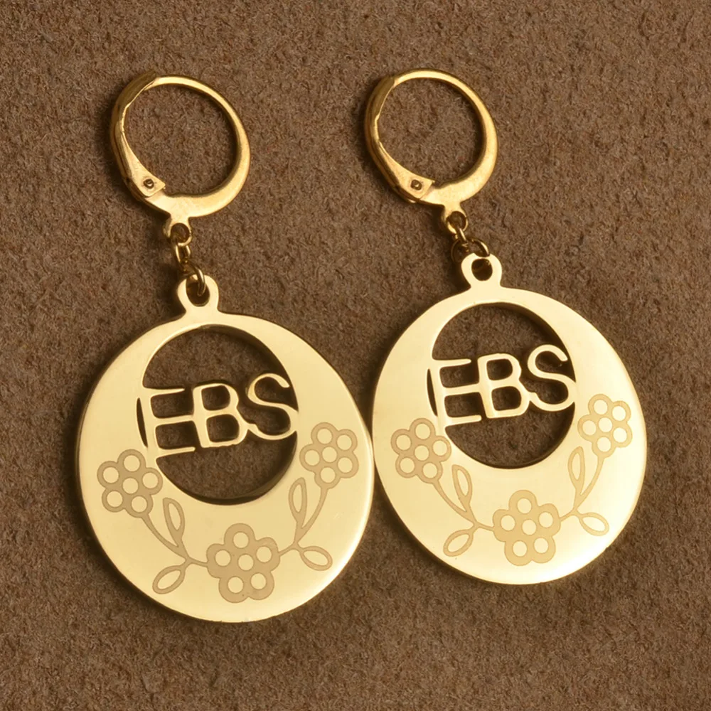 Модные серьги из нержавеющей стали EBS золотого цвета для женщин и девочек