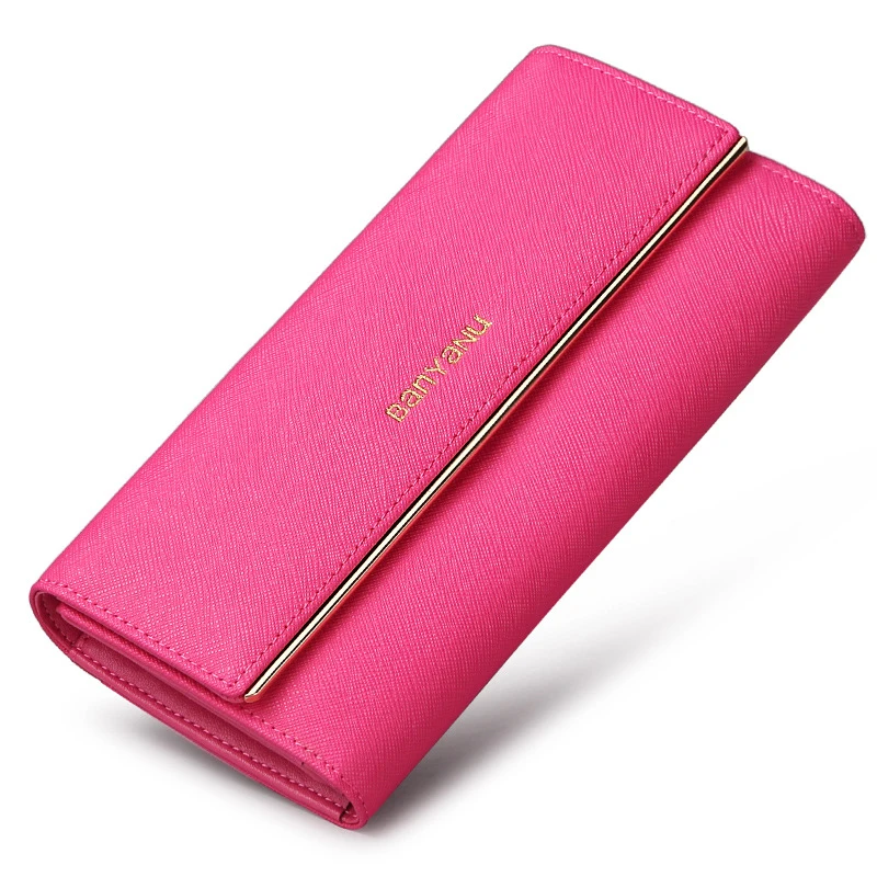 Новинка Модные женские длинные кошельки из натуральной кожи в три сложения