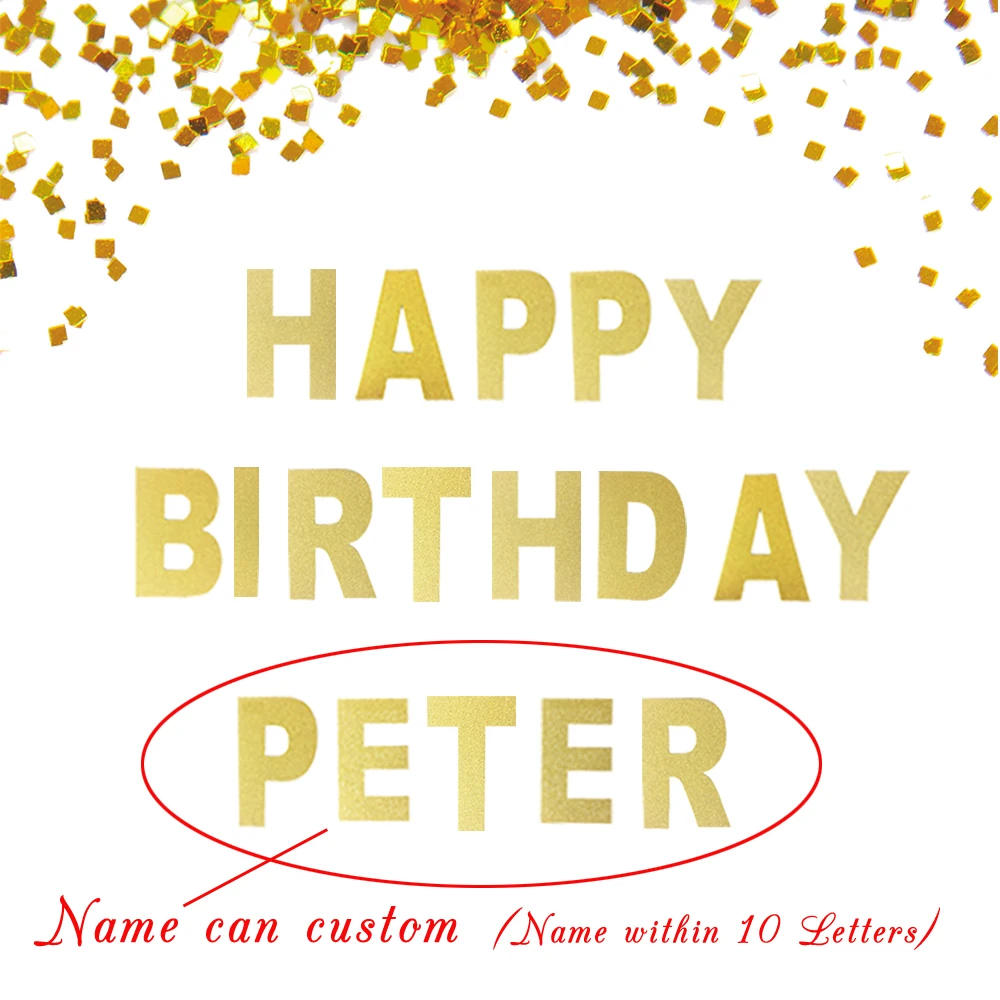 1 набор персонализированных баннеров на день рождения с именем заказ блестящий