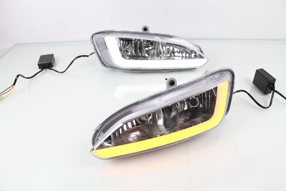 LED DRL daytime running light for Hyundai IX45 New santa fe 2013-15 guiding design pure white with yellow turn |