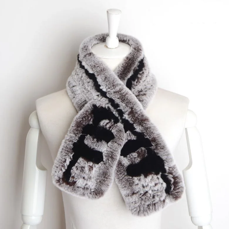 Женщины меховой шарф из натурального меха кролика Rex Зима Глушитель Новый 2017