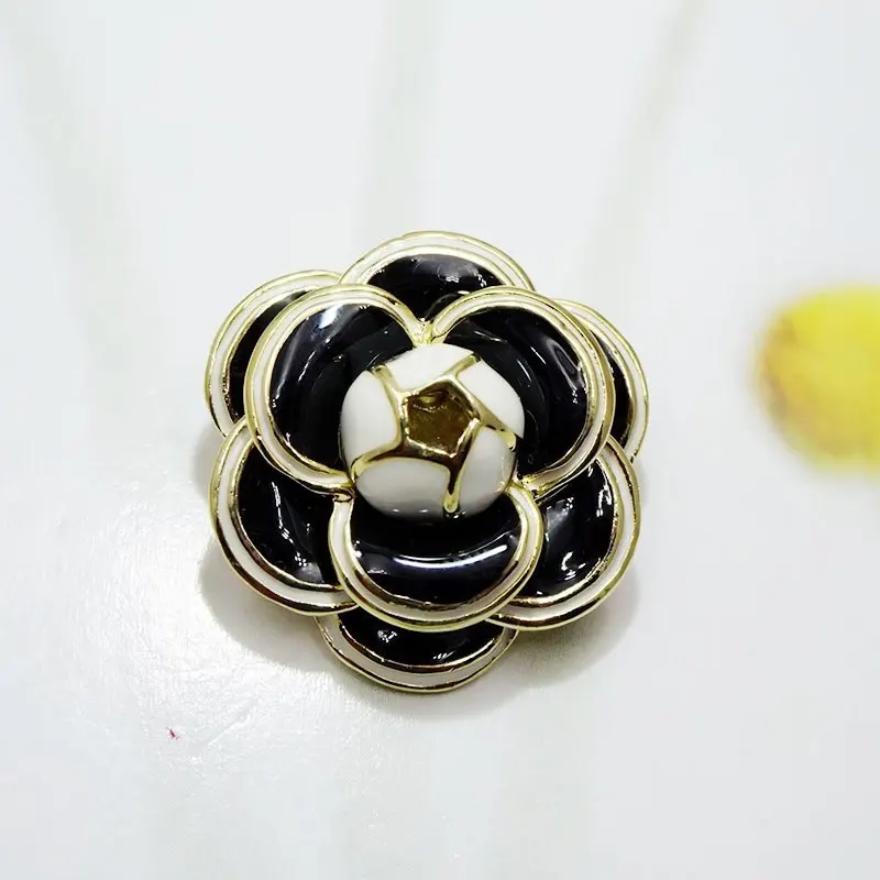 Белый черный цветок камелии брошь для женщин Bijoux элегантный подарок Camellias Броши пирсинг