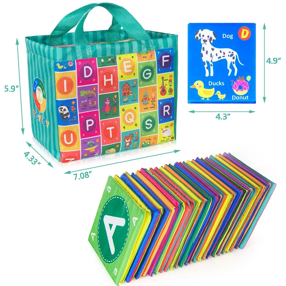 Teytoy-juguetes de cartas suaves del alfabeto para beb&eacute;, juguete de rompecabezas de aprendizaje temprano para beb&eacute; con bolsa de almacenamiento, juguete de tela suave lavable-5