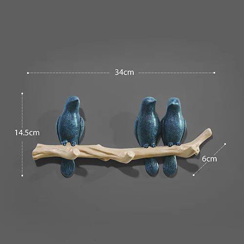 Texture Blu 3Birds Декоративные настенные крючки с птицами из смолы для украшения дома, аксессуары для ключей, сумки, вешалки для одежды - Цвет: Texture Blu 3Birds