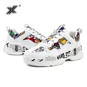 x brand hot sell white colorful graffiti printed chunky men shoes canvas trainers casual breathable platform canvas men sneakers free global shipping