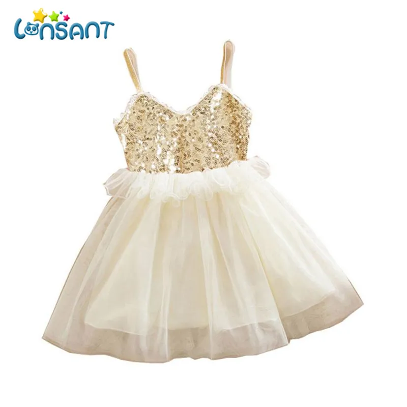 LONSANT платья; vestidos mujer; вечерние платья без рукавов с блестками; vestido de festa infantil; модная одежда для маленьких девочек; Прямая поставка - Цвет: beige