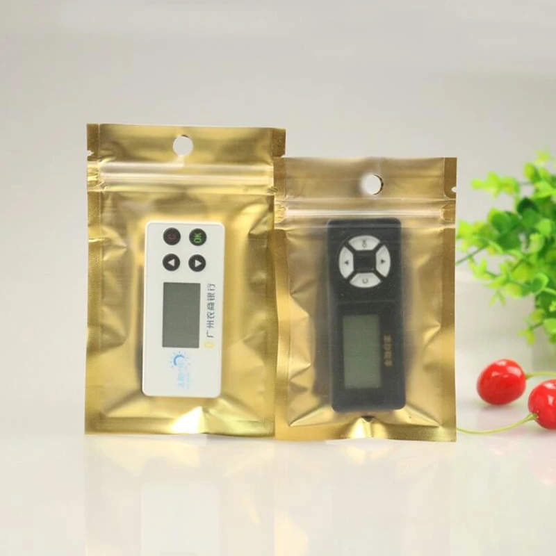 100 шт. золото Ясно Алюминий Фольга мешок самостоятельно уплотнение на молнии Ziplock