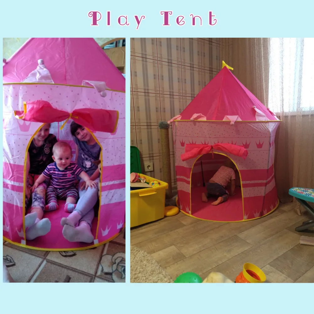 Портативный голубой/розовый Пляжный Шатер Складная Tipi игрушка для кемпинга палатка для детей детский замок игровой домик для детей лучший подарок
