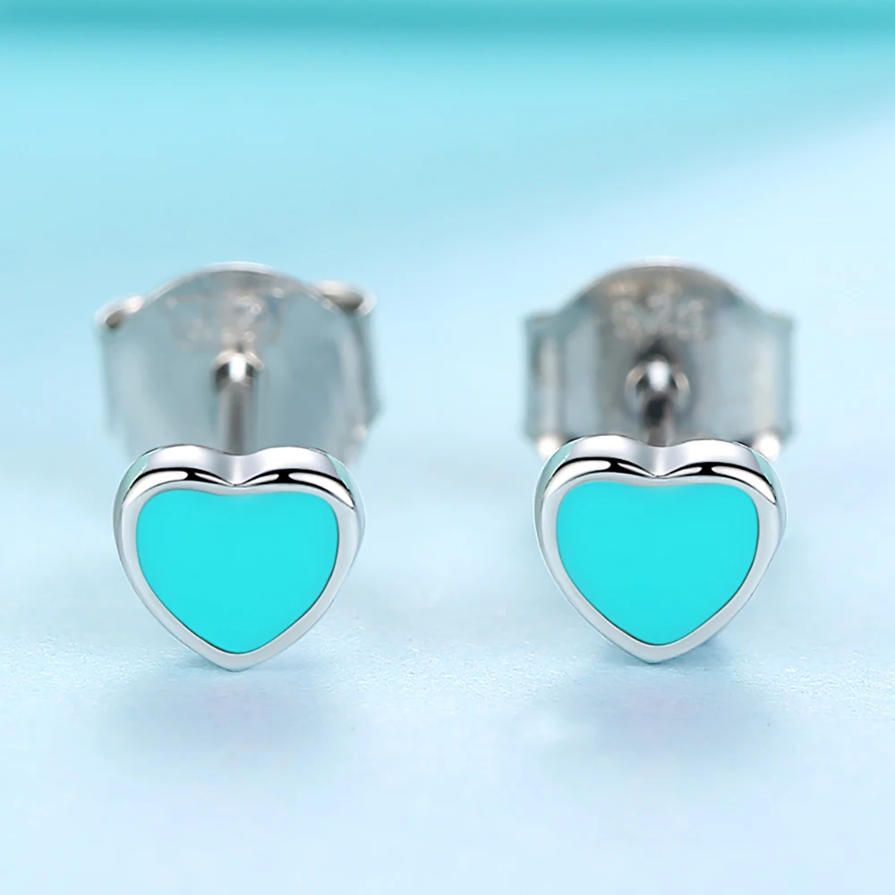 Женские серьги гвоздики из серебра 925 пробы с эмалью|heart stud earrings|stud earringsstud earrings for