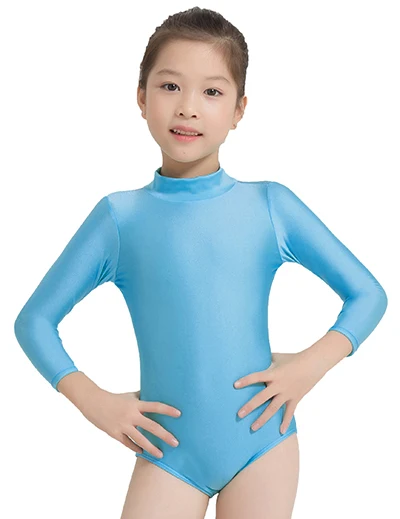 light blue Speerise, супер герой, лайкра, спандекс, длинный рукав боди с высоким воротом нежно-голубого цвета для девочек Одежда для спортивной гимнастики для детей одежда для малышей танцевальное трико, платье, костюмы - Цвет: light blue