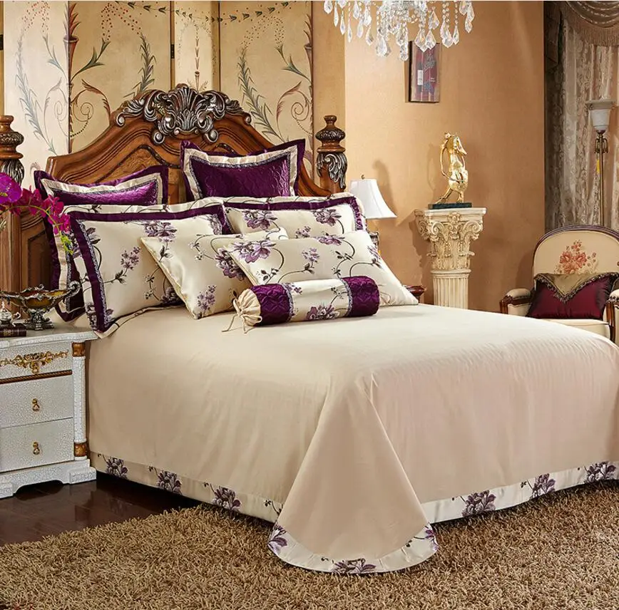 Европа благородное жаккардовое атласное постельное белье Король queen Размер 4/6 шт.