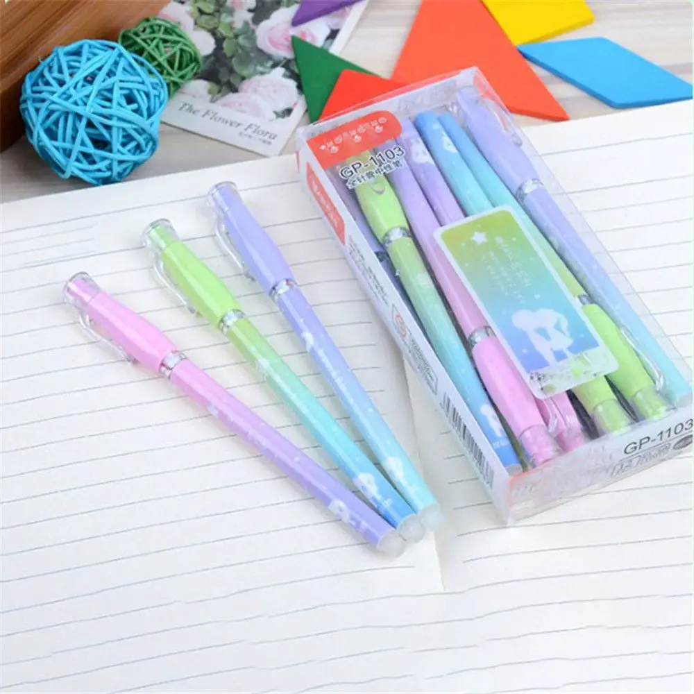3Pcs Stars moon Candy coloured Gel Pen 0.38mm Black Ink Signature Pens Shining Kids Gift School Office Supplies Stationary|Гелевые ручки|