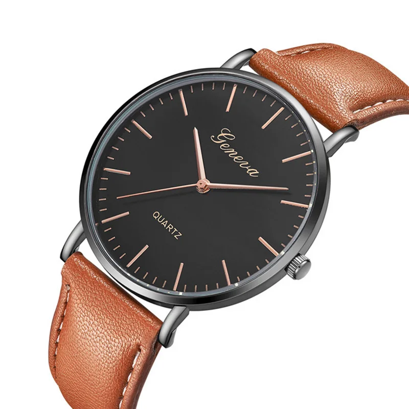 Женская мода Reloj Mujer GENEVA кожаный ремешок повседневные аналоговые кварцевые
