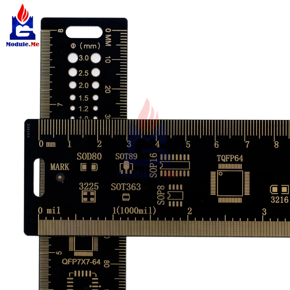 1 комплект 15 см 20 см 25 см PCB линейка Многофункциональный измерительный инструмент резистор микросхема конденсатора IC SMD диодный транзистор посылка 180 градусов