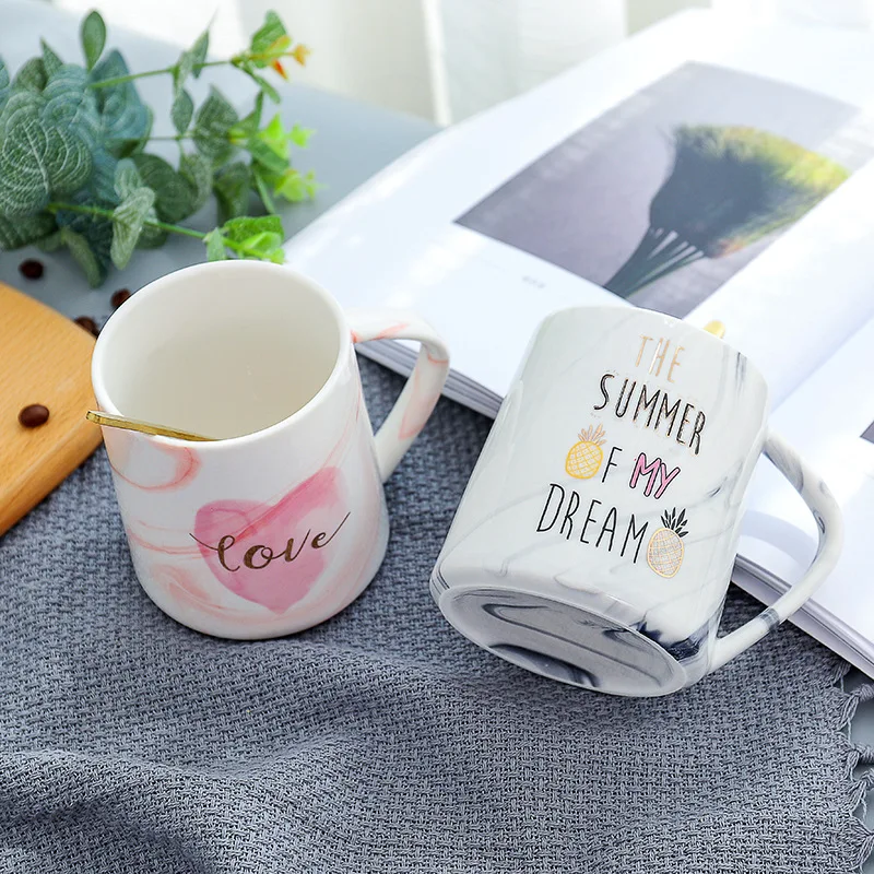 420 мл керамическая кружка креативная мраморная чашка Фламинго молочный чай