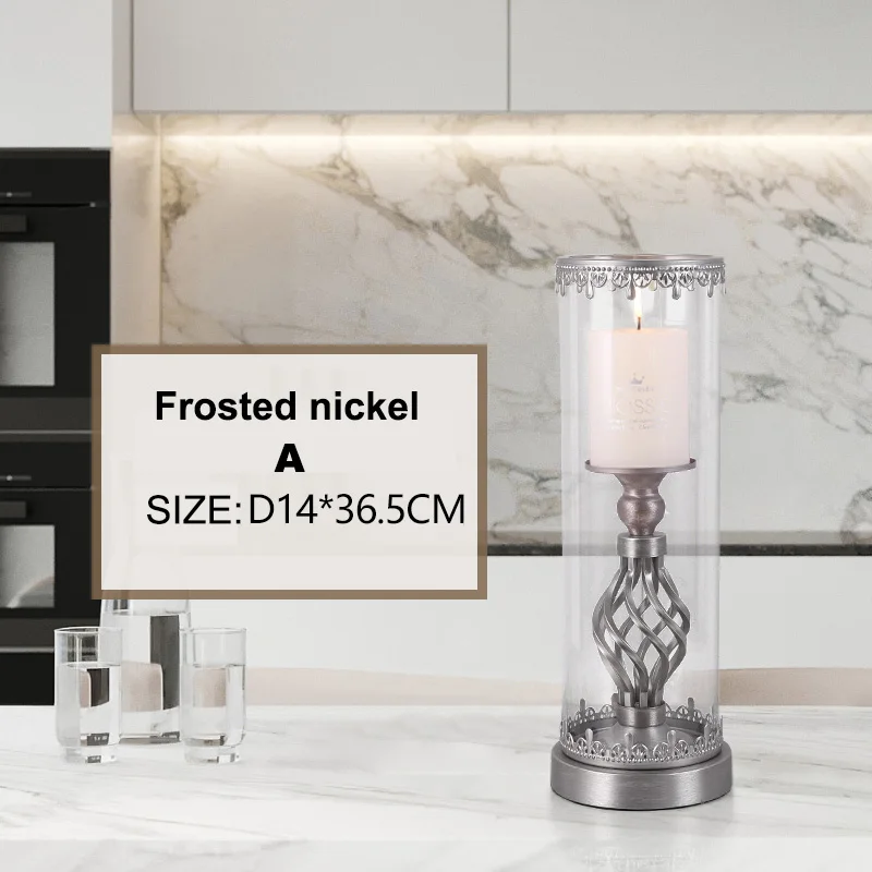 Frosted nickel-A Подсвечник, украшение, домашний цилиндр, романтический подсвечник, подсвечник для ужина, подсвечник для дома, для свадьбы, украшение в центре - Цвет: Frosted nickel-A