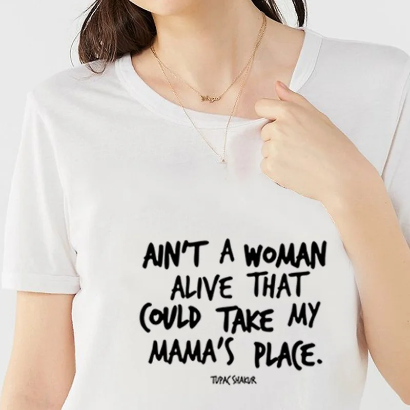 Белая женская футболка с принтом ainnot A WOMAN Live THAT TAKE MY MAMA'S PLACE в стиле ретро Женская