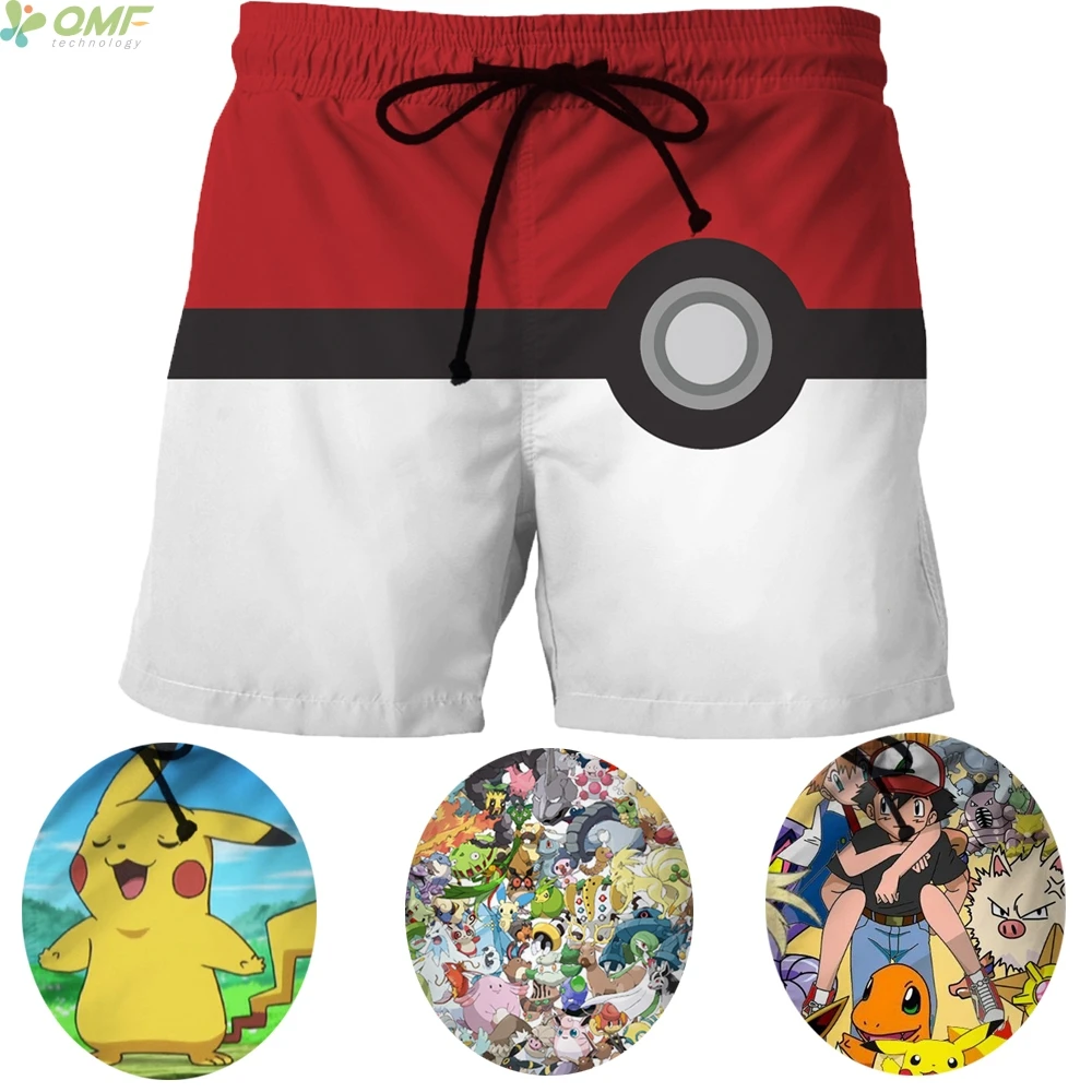 Pokemon Go 3d принт мужские короткие брюки Пикачу тренд пляжные шорты быстросохнущие