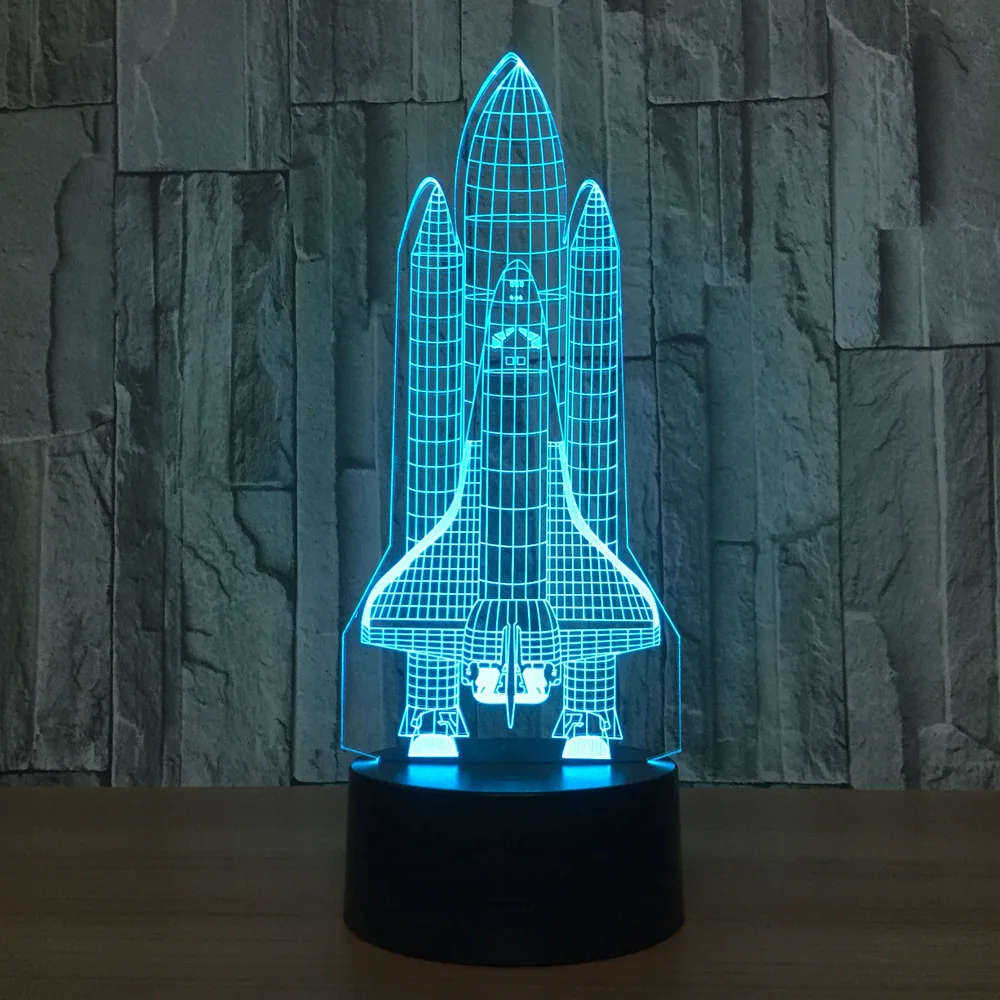 Космический корабль 7 цветов лампа 3d Визуальный светодиодный ночник для детей
