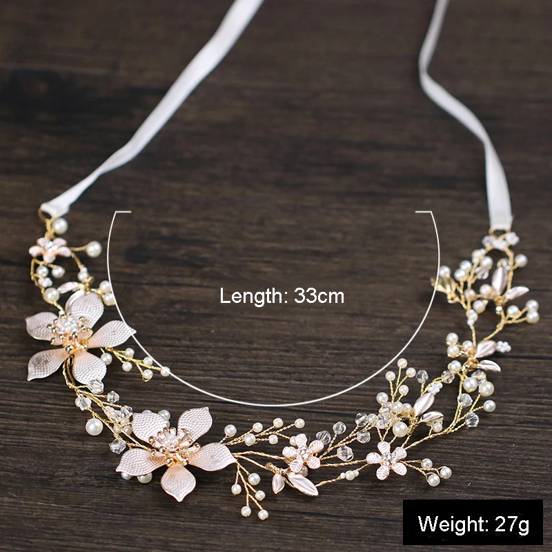 Золотой Жемчужный Цветок из горного хрусталя головная повязка для невесты