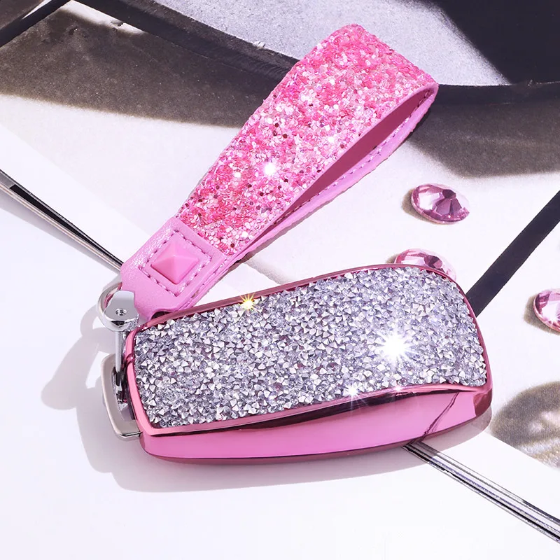 Fashion Luxury Diamond Crystal Shining Car Key Case Cover For Mercedes Benz 2017 EClass W213 2018 S Class Auto KeyShell Keychain |