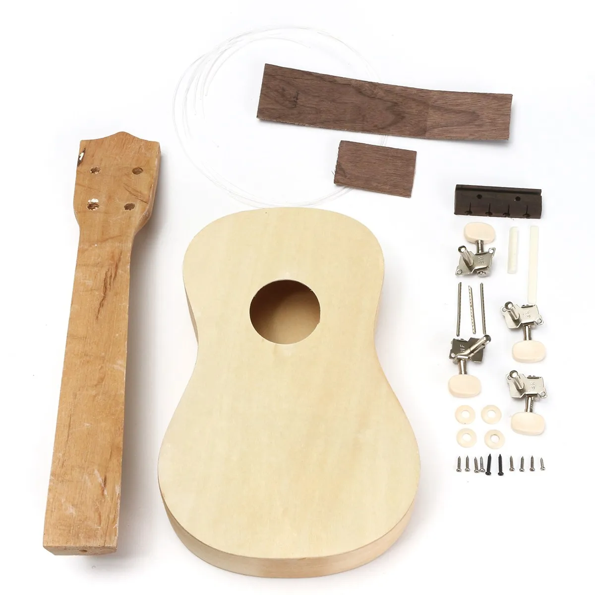 Зебра 1 Набор 21 дюймовый разобранный деревянный гриф из розового дерева гитара