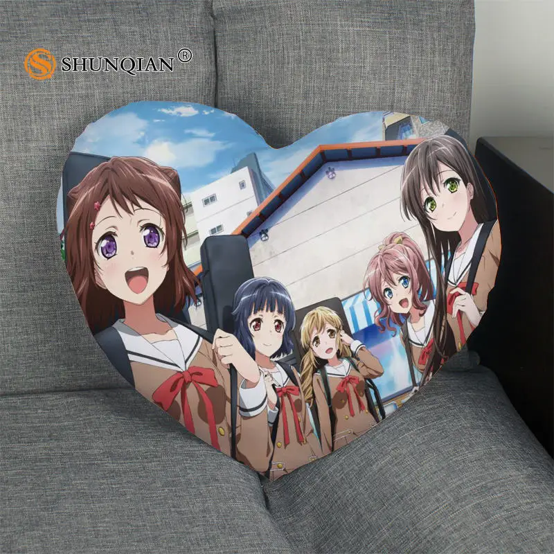 Bang dream! Наволочка в форме сердца на молнии размер 41x36 см 47x42 см|pillow cover custom|pillow covercustom