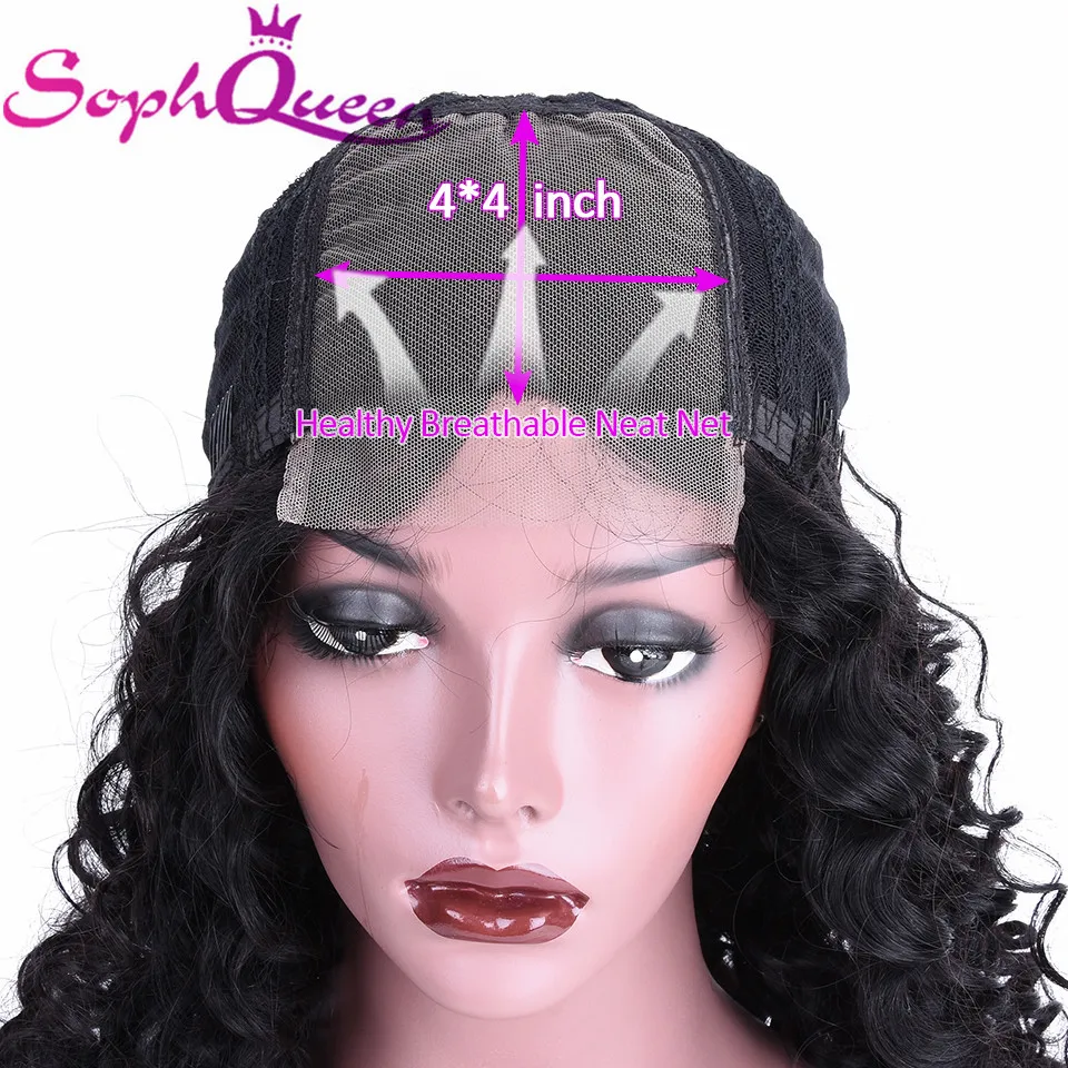 Soph queen Lace Closure человеческие волосы парики глубокая волна бразильские волосы remy 4*4 парики на шнурках человеческие волосы парики для черных женщин