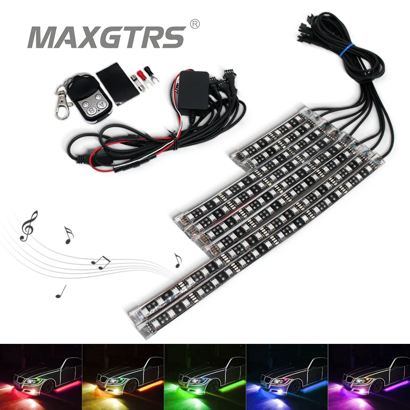 

8PCS Motorcycle Car Led Underbody Atmosphere light kit with Wireless Remote Controller RGB Multi-Color Neon Glow Flashing Lights