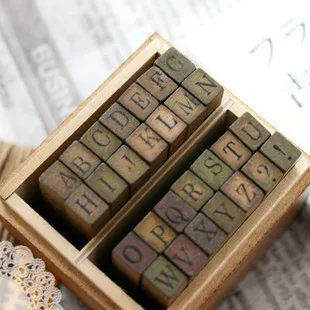 

free shipping Alphabet stamp lower case and upper case Funnyman vintage letter stamp 28 stamps 2 box