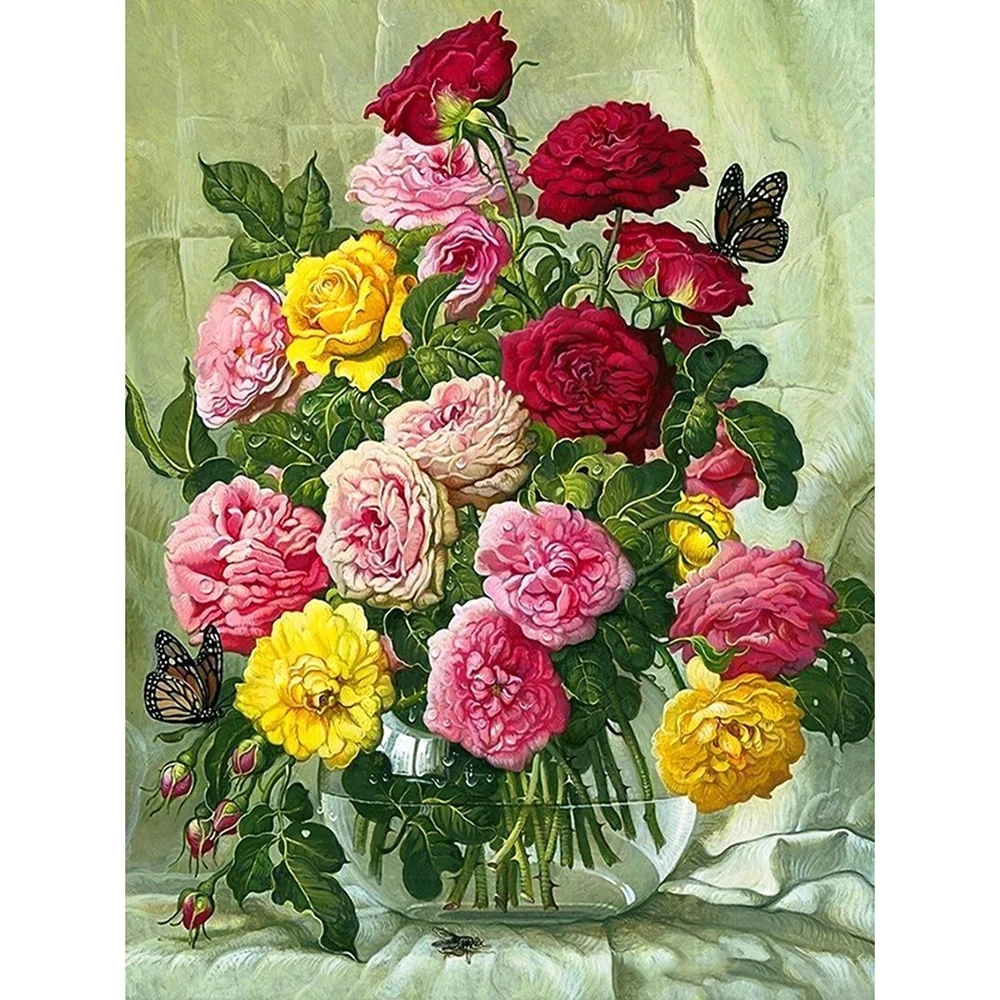 

Картина 5D "сделай сам", квадратная/круглая Алмазная вышивка, китайская роза, вышивка крестиком, стразы, мозаика, домашний декор
