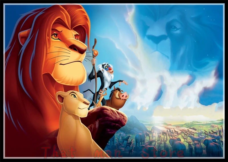 Постеры к фильмам Король Лев Simba Тимон белый картон элемент декоративной живописи печатные обои с рисунком висит изображение без рамки