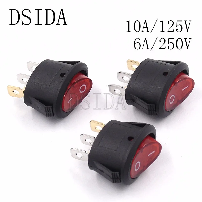 10 шт. 6A 250 В 10A 125 3Pin Овальный клавишный переключатель ВКЛ ВЫКЛ плоский черный AC Тип